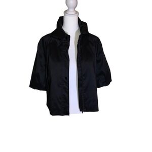 D & Y Black Button Up Jacket With Wrap Style Button Down Collar Size Medium